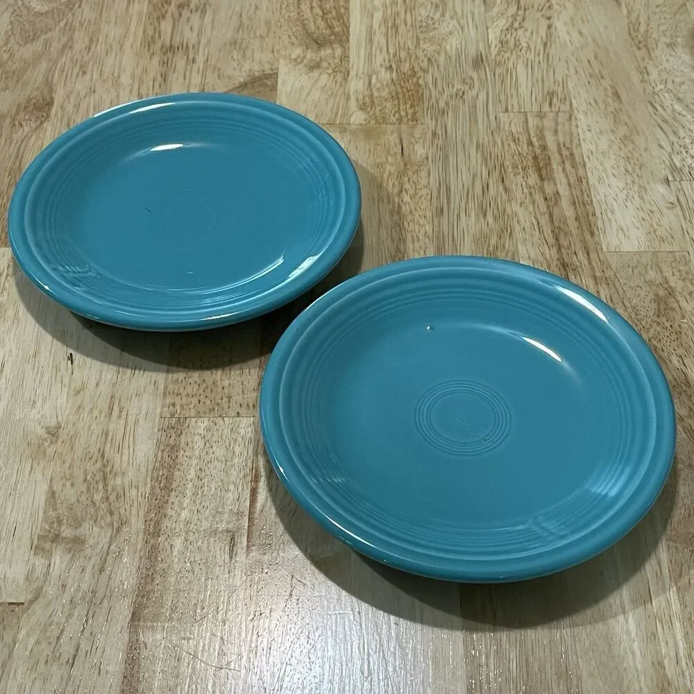 Fiesta Fiestaware Salad Plates Set of 2 Teal Blue 7” USA Dinnerware Vintage